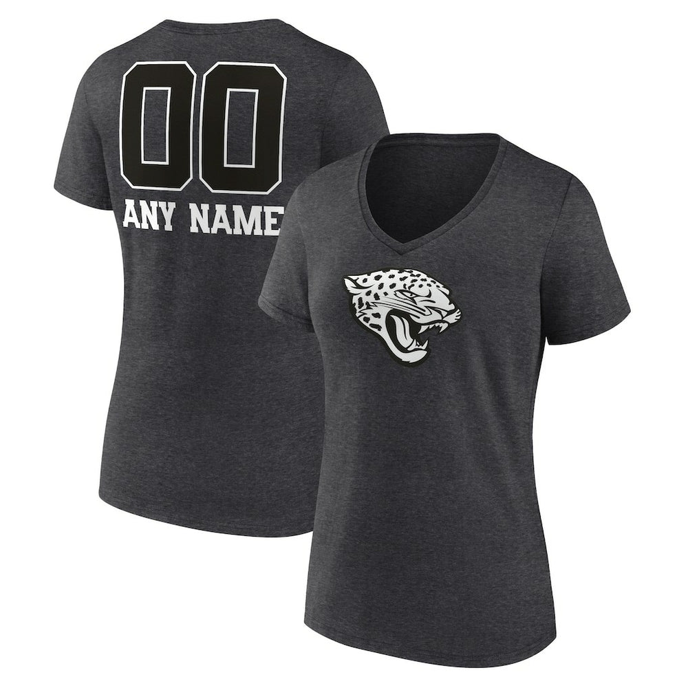 Jacksonville Jaguars Women's Personalized Name & Number Monochrome V-Neck Long Sleeve T-Shirt