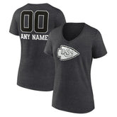 Kansas City Chiefs Women's Personalized Name & Number Monochrome V-Neck Long Sleeve T-Shirt