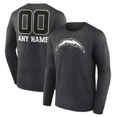 Los Angeles Chargers Personalized Name & Number Monochrome Long Sleeve T-Shirt
