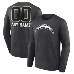 Los Angeles Chargers Personalized Name & Number Monochrome Long Sleeve T-Shirt