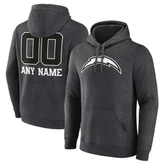 Los Angeles Chargers Personalized Name & Number Monochrome Pullover Hoodie