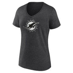 Miami Dolphins Women's Personalized Name & Number Monochrome V-Neck Long Sleeve T-Shirt