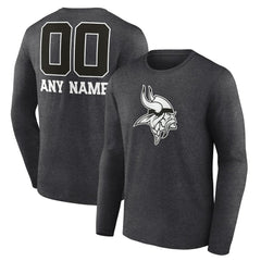 Minnesota Vikings Personalized Name & Number Monochrome Long Sleeve T-Shirt