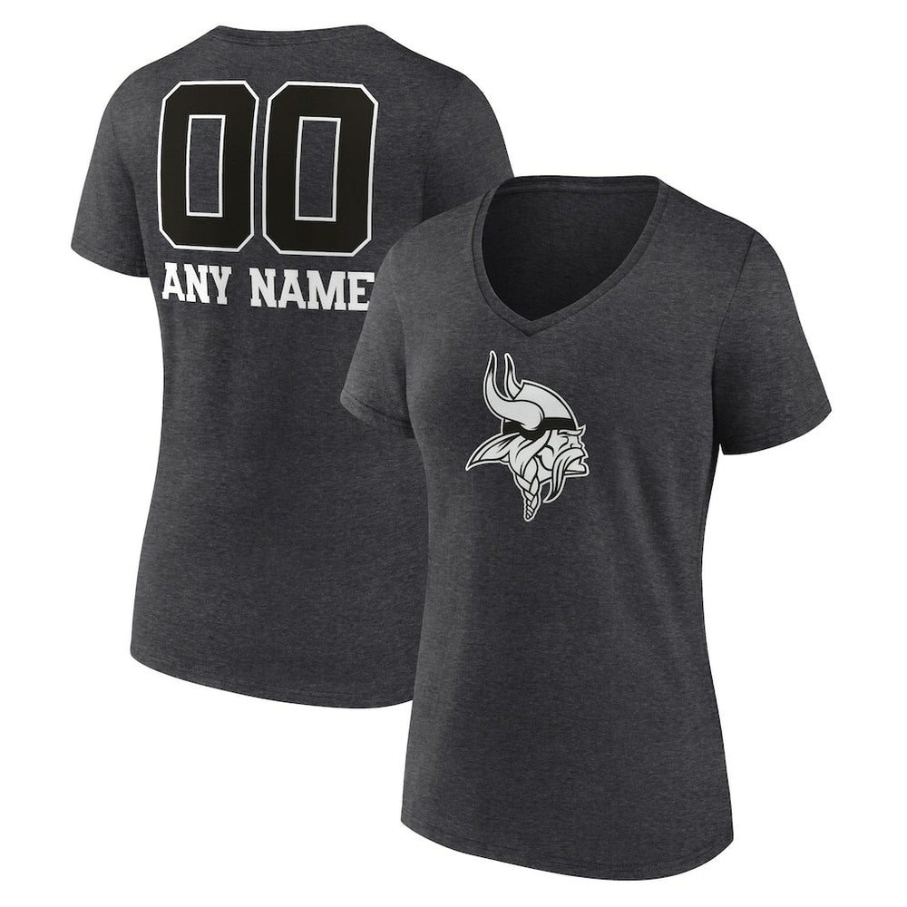 Minnesota Vikings Women's Personalized Name & Number Monochrome V-Neck Long Sleeve T-Shirt