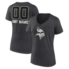 Minnesota Vikings Women's Personalized Name & Number Monochrome V-Neck Long Sleeve T-Shirt