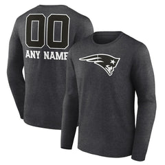 New England Patriots Personalized Name & Number Monochrome Long Sleeve T-Shirt
