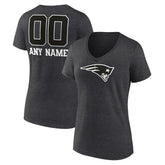 New England Patriots Women's Personalized Name & Number Monochrome V-Neck Long Sleeve T-Shirt