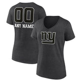 New York Giants Women's Personalized Name & Number Monochrome V-Neck Long Sleeve T-Shirt