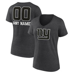 New York Giants Women's Personalized Name & Number Monochrome V-Neck Long Sleeve T-Shirt