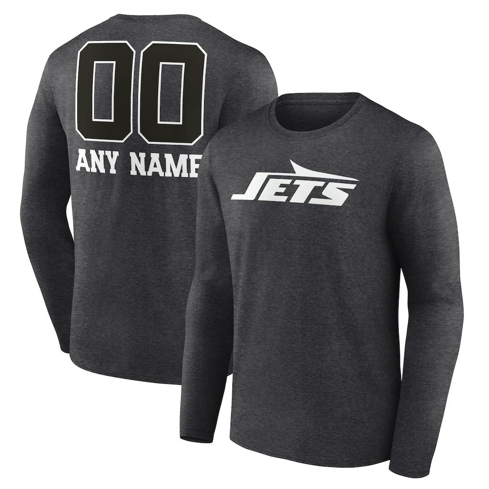 New York Jets Personalized Name & Number Monochrome Long Sleeve T-Shirt