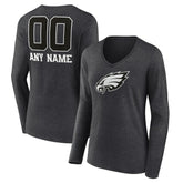 Philadelphia Eagles Women's Personalized Name & Number Monochrome V-neck T-Shirt