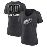 Philadelphia Eagles Women's Personalized Name & Number Monochrome V-Neck Long Sleeve T-Shirt