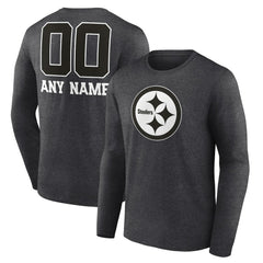 Pittsburgh Steelers Personalized Name & Number Monochrome Long Sleeve T-Shirt