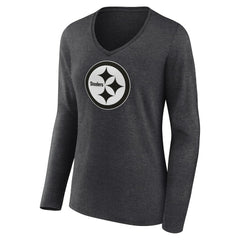 Pittsburgh Steelers Women's Personalized Name & Number Monochrome V-neck T-Shirt