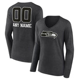 Seattle Seahawks Women's Personalized Name & Number Monochrome V-neck T-Shirt