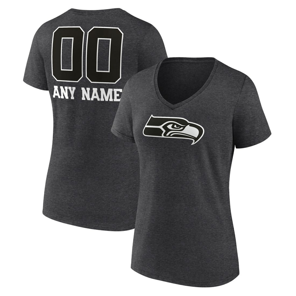 Seattle Seahawks Women's Personalized Name & Number Monochrome V-Neck Long Sleeve T-Shirt