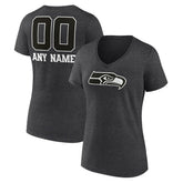 Seattle Seahawks Women's Personalized Name & Number Monochrome V-Neck Long Sleeve T-Shirt