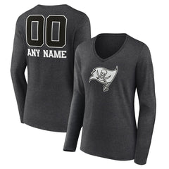 Tampa Bay Buccaneers Women's Personalized Name & Number Monochrome V-neck T-Shirt