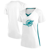 Miami Dolphins Fanatics Women's Plus Size Glitter Lace-Up V- Neck T-Shirt