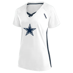 Dallas Cowboys Fanatics Women's Plus Size Glitter Lace-Up V- Neck T-Shirt