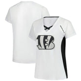 Cincinnati Bengals Fanatics Women's Plus Size Glitter Lace-Up V- Neck T-Shirt