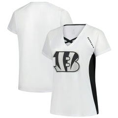 Cincinnati Bengals Fanatics Women's Plus Size Glitter Lace-Up V- Neck T-Shirt