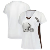 Cleveland Browns Fanatics Women's Plus Size Glitter Lace-Up V- Neck T-Shirt
