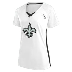 New Orleans Saints Fanatics Women's Plus Size Glitter Lace-Up V- Neck T-Shirt