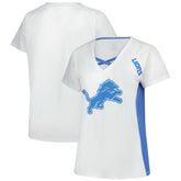 Detroit Lions Fanatics Women's Plus Size Glitter Lace-Up V- Neck T-Shirt