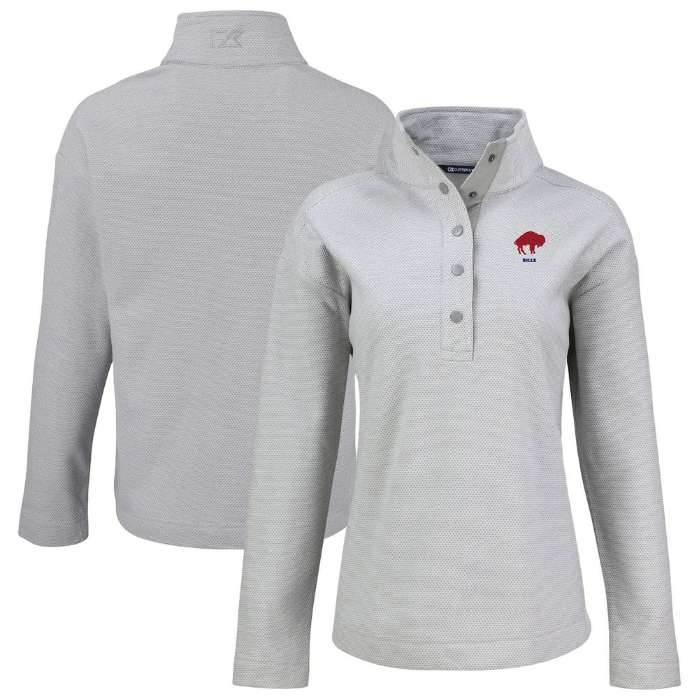 Buffalo Bills Cutter & Buck Women's Hunts Point Eco Half-Snap Sweatshirt
