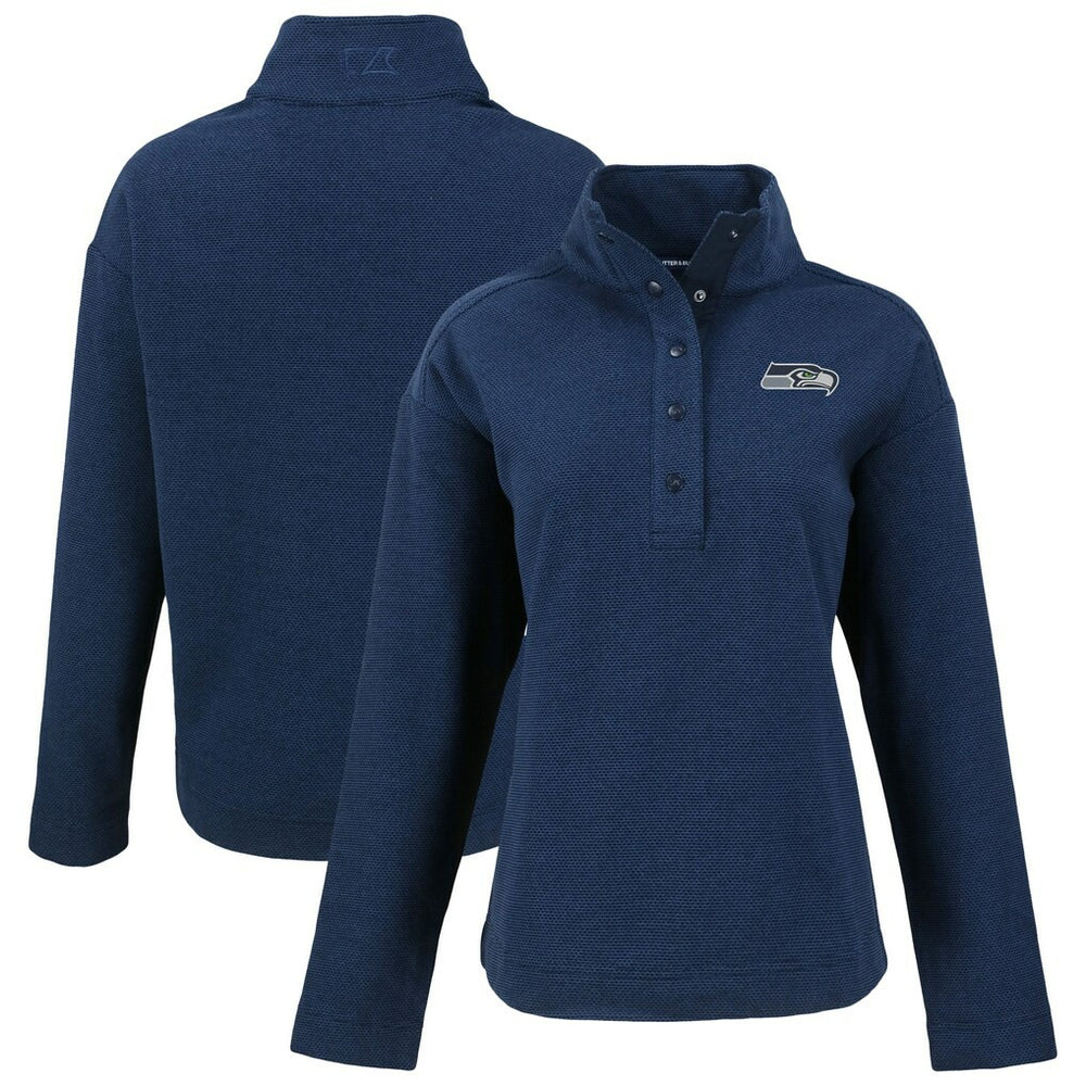 Seattle Seahawks Cutter & Buck Women's Hunts Point Eco Half-Snap Sweatshirt