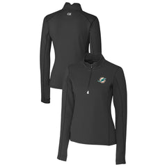 Miami Dolphins Cutter & Buck Women's Traverse Stretch Quarter-Zip Pullover Top