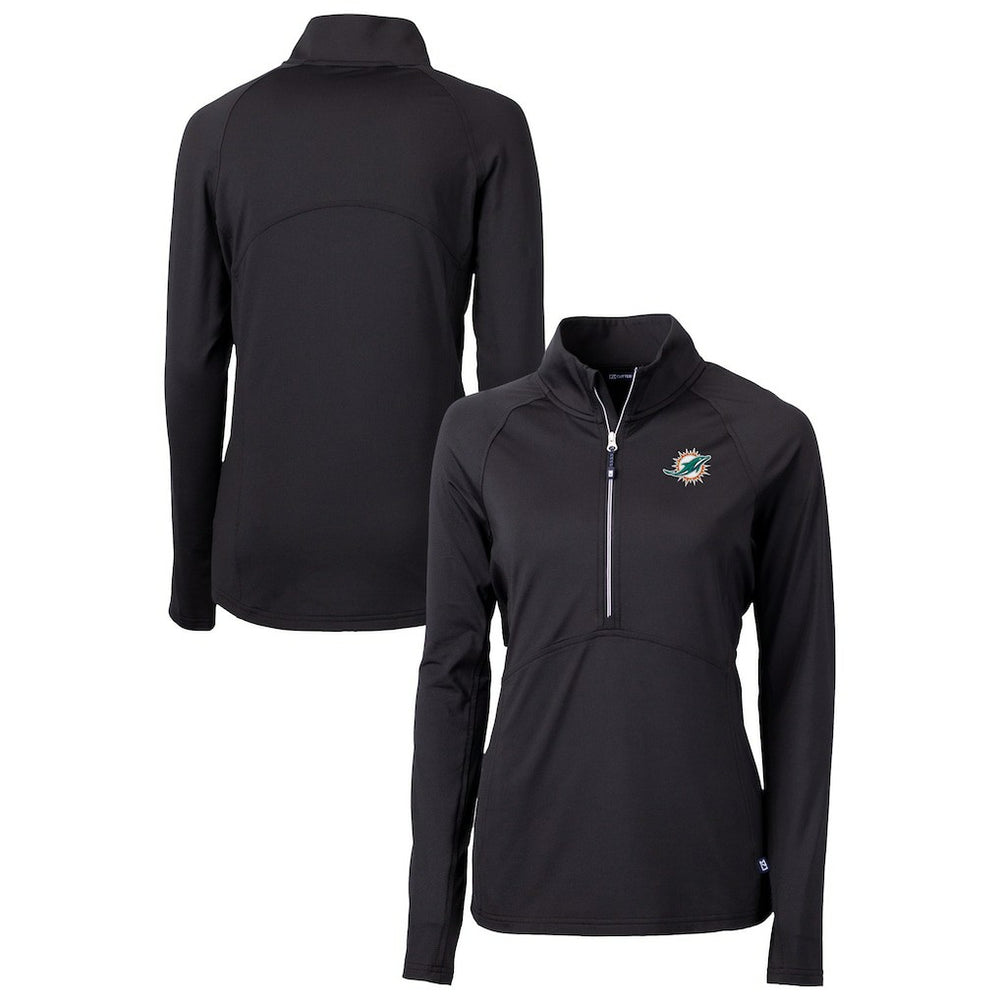 Miami Dolphins Cutter & Buck Women's DryTec Adapt Eco Knit Stretch Recycled Raglan Half-Zip Top