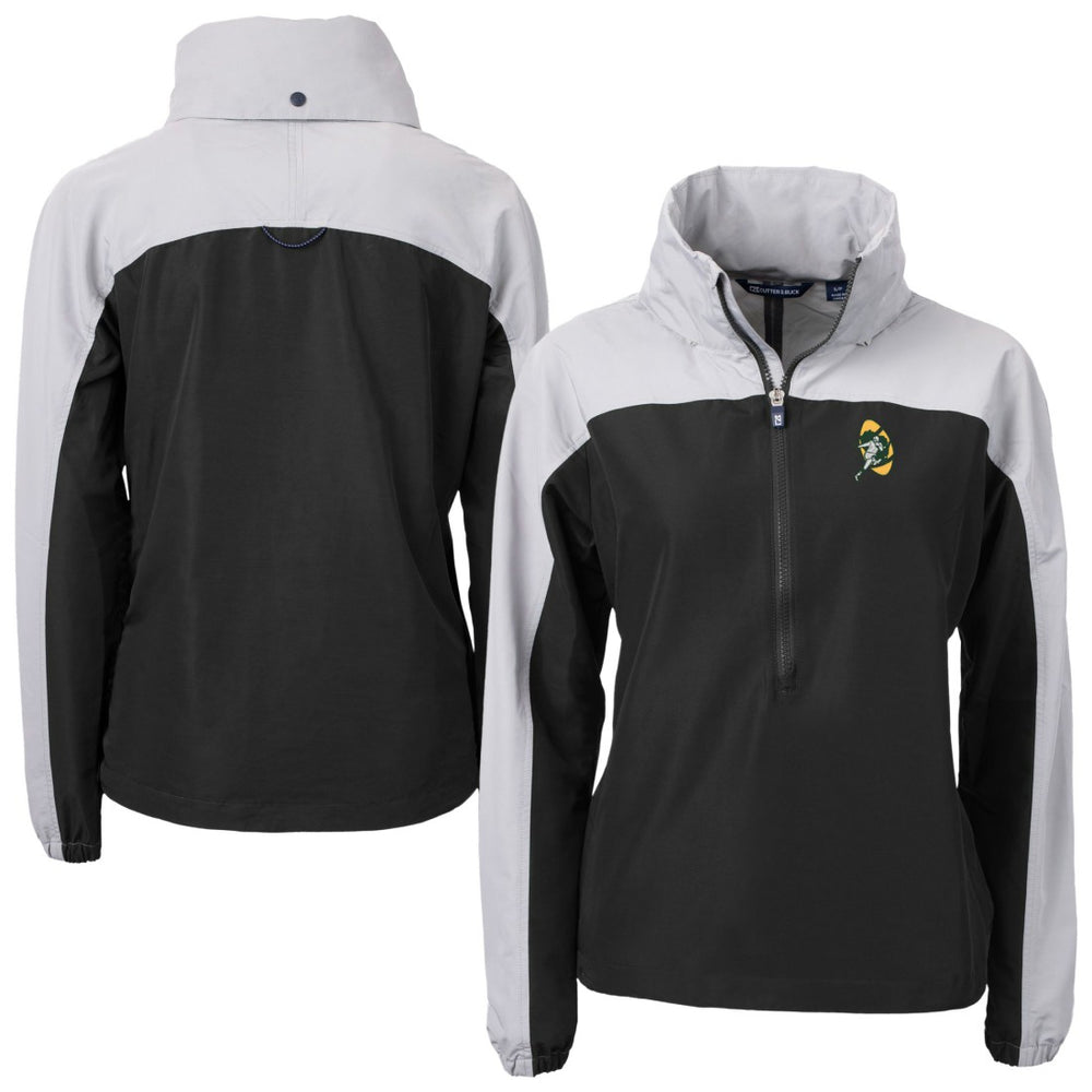 Green Bay Packers Cutter & Buck Women's Charter Eco Recycled Half-Zip Hooded Anorak Jacket