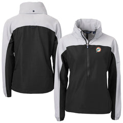 Miami Dolphins Cutter & Buck Women's Charter Eco Recycled Half-Zip Hooded Anorak Jacket