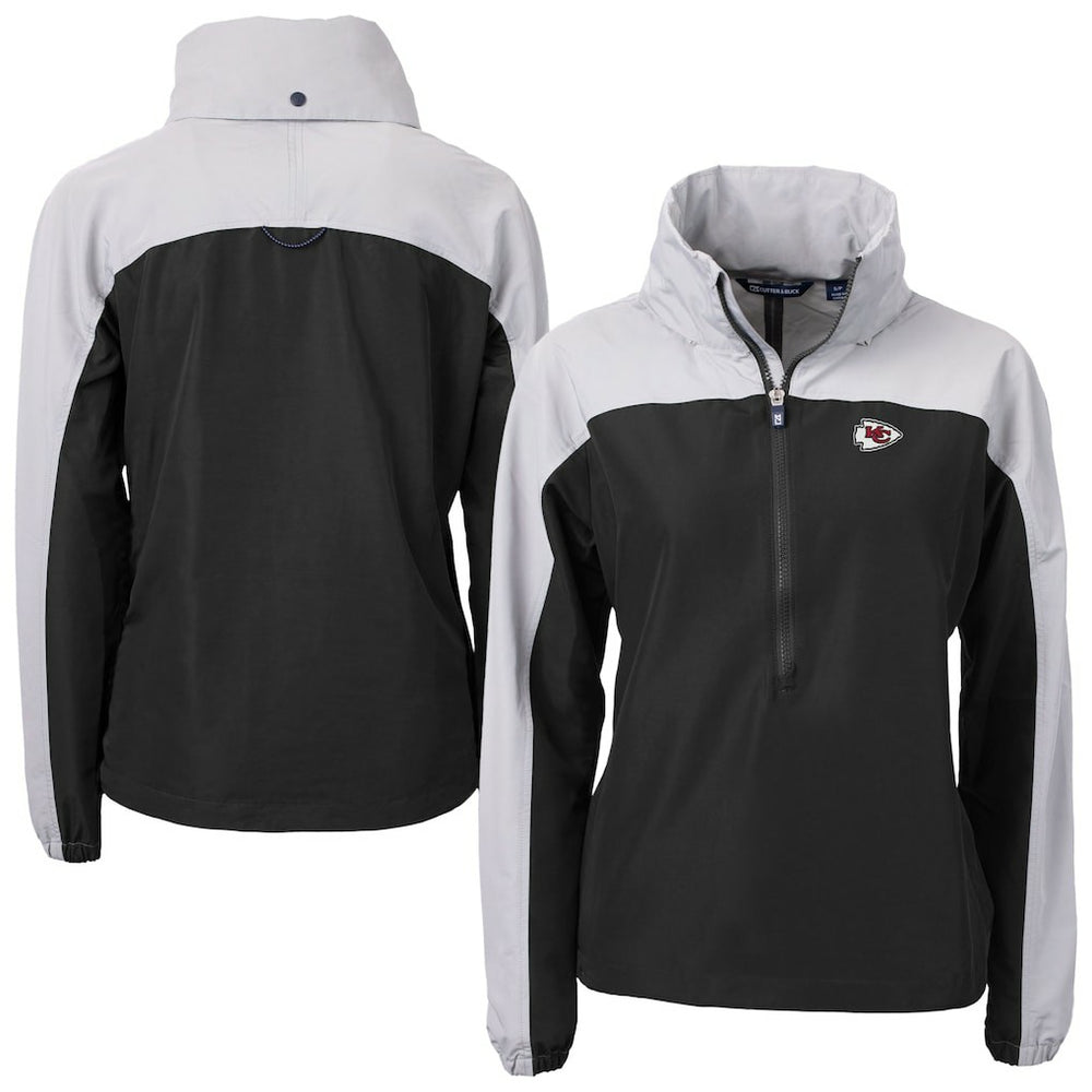 Kansas City Chiefs Cutter & Buck Women's Charter Eco Recycled Half-Zip Hooded Anorak Jacket