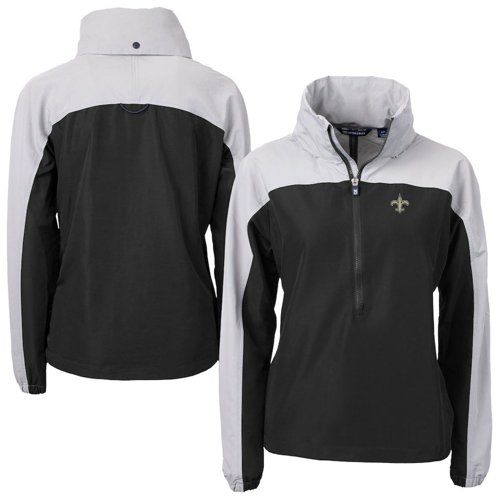 New Orleans Saints Cutter & Buck Women's Charter Eco Recycled Half-Zip Hooded Anorak Jacket