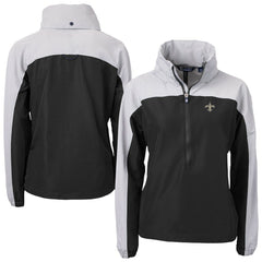 New Orleans Saints Cutter & Buck Women's Charter Eco Recycled Half-Zip Hooded Anorak Jacket
