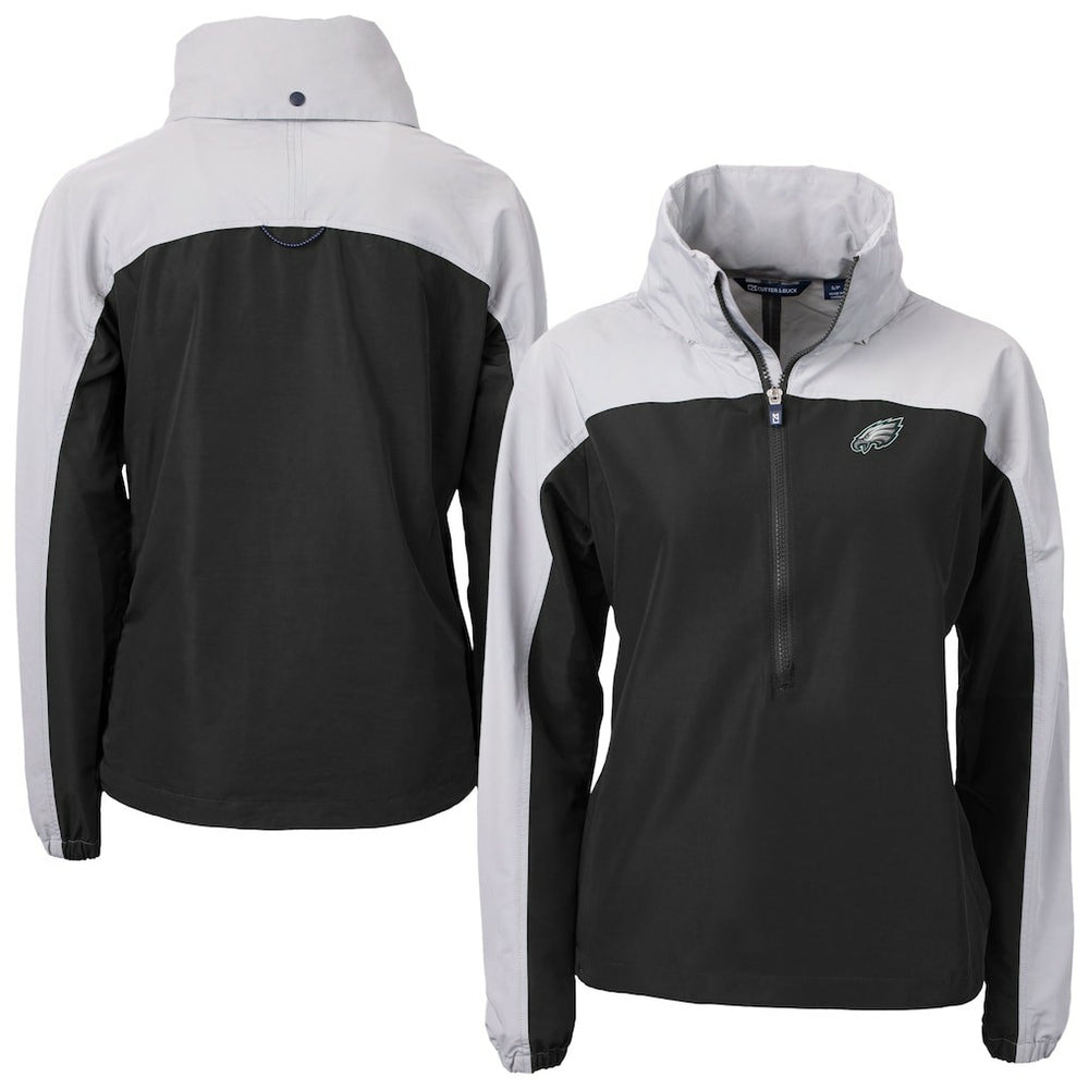 Philadelphia Eagles Cutter & Buck Women's Charter Eco Recycled Half-Zip Hooded Anorak Jacket
