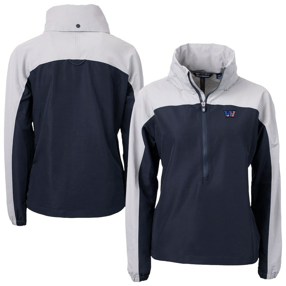 Washington Commanders Cutter & Buck Women's Charter Eco Recycled Half-Zip Hooded Anorak Jacket