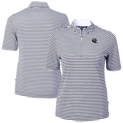 Denver Broncos Cutter & Buck Women's Virtue Eco Pique Stripe Recycled Quarter-Zip Top