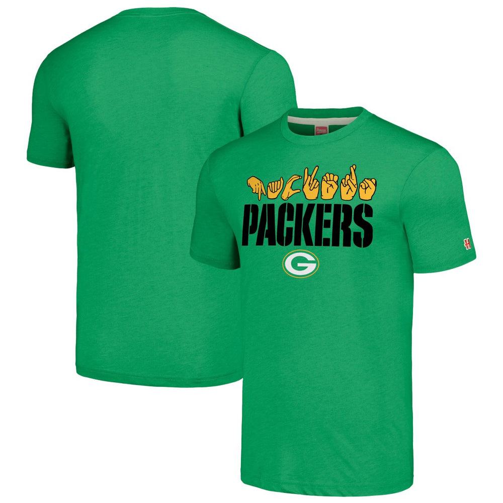 Green Bay Packers Homage Unisex The NFL ASL Collection by Love Sign American Sign Language T-Shirt