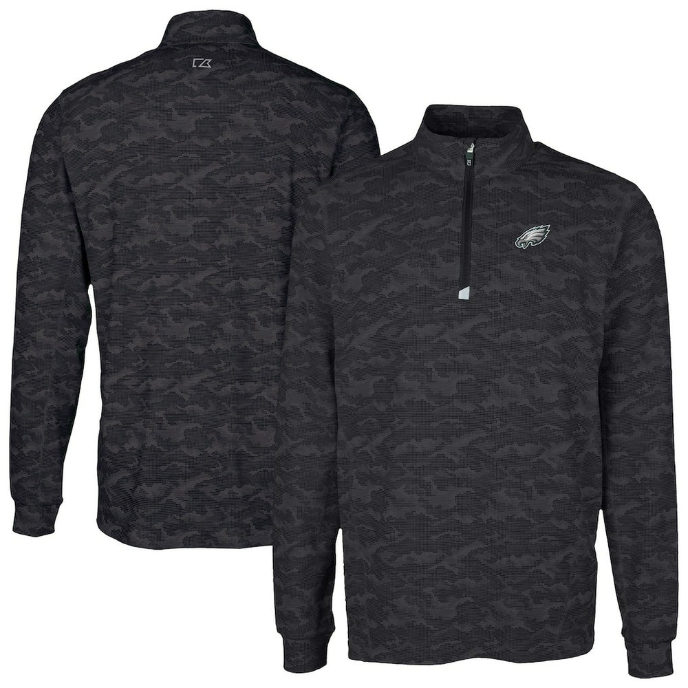 Philadelphia Eagles Cutter & Buck Traverse Camo Print Stretch Quarter-Zip Top