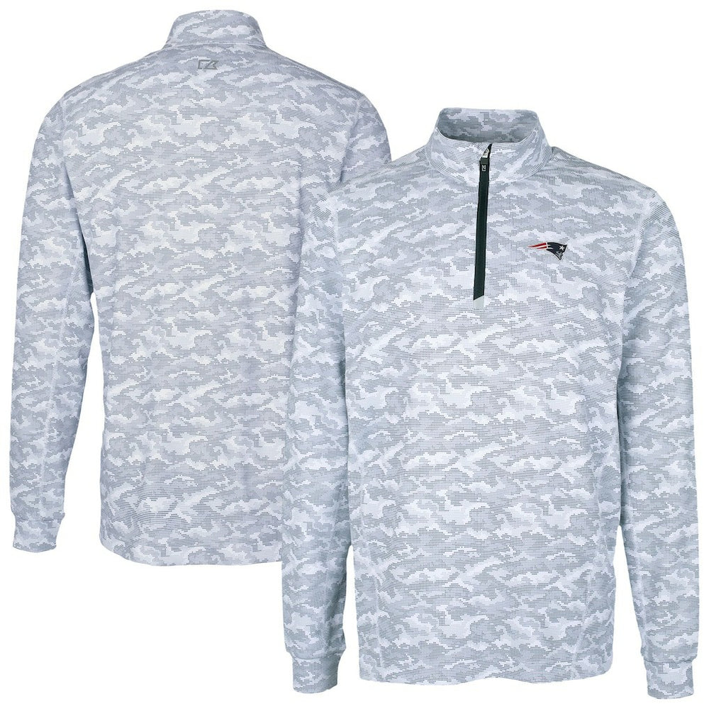 New England Patriots Cutter & Buck Traverse Camo Print Stretch Quarter-Zip Top