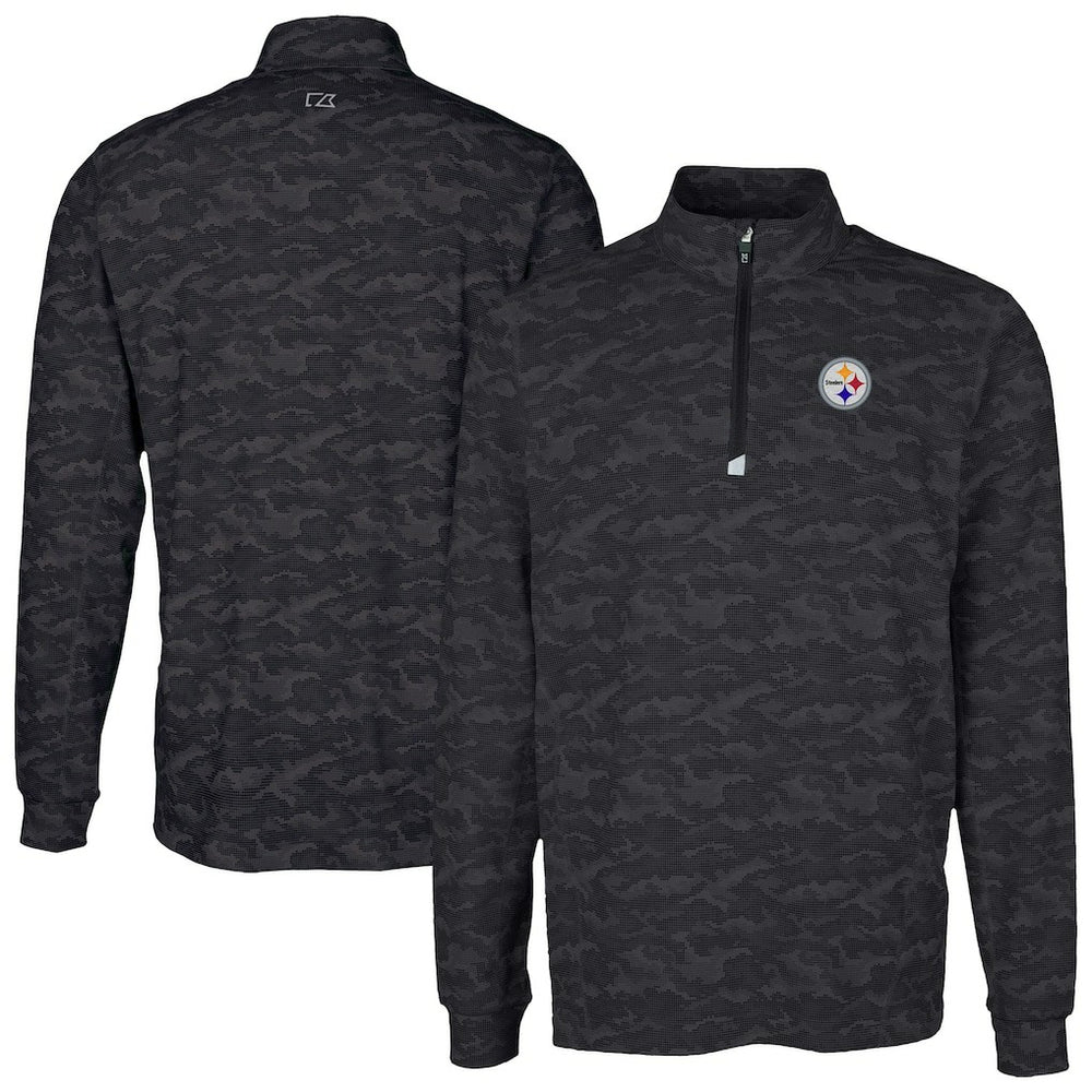 Pittsburgh Steelers Cutter & Buck Traverse Camo Print Stretch Quarter-Zip Top