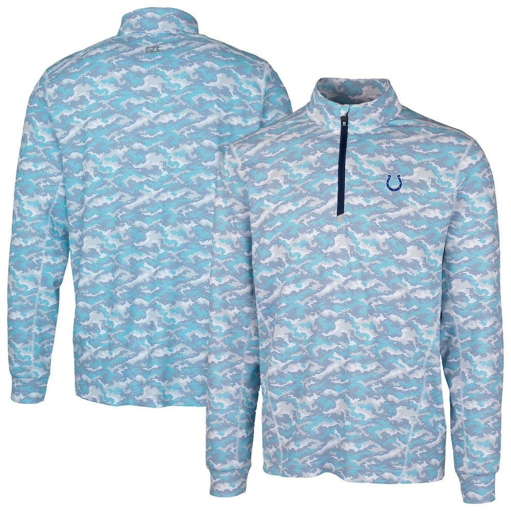 Indianapolis Colts Cutter & Buck Traverse Camo Print Stretch Quarter-Zip Pullover Top