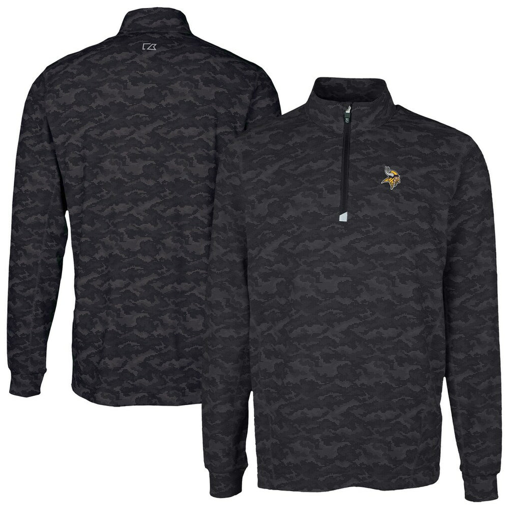Minnesota Vikings Cutter & Buck Traverse Camo Print Stretch Quarter-Zip Top