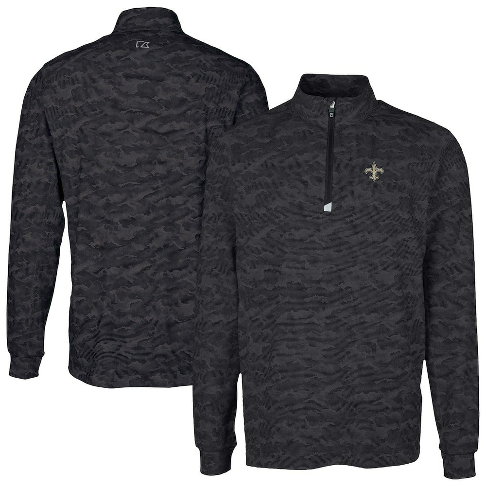 New Orleans Saints Cutter & Buck Traverse Camo Print Stretch Quarter-Zip Top