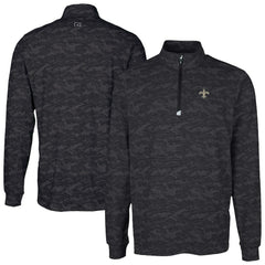 New Orleans Saints Cutter & Buck Traverse Camo Print Stretch Quarter-Zip Top