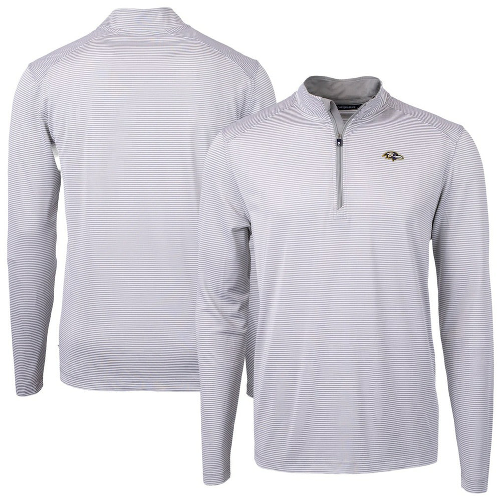 Baltimore Ravens Cutter & Buck Virtue Eco Pique Micro Stripe Quarter-Zip Jacket
